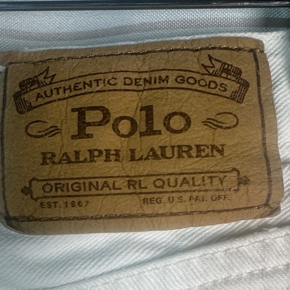 Polo by Ralph Lauren White Jean Shorts with Logo - Kids Size 7 - Picture 3 of 9